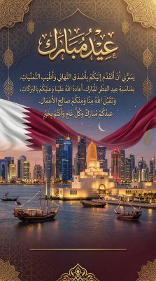 بطاقة عيد الفطر لدولة قطر